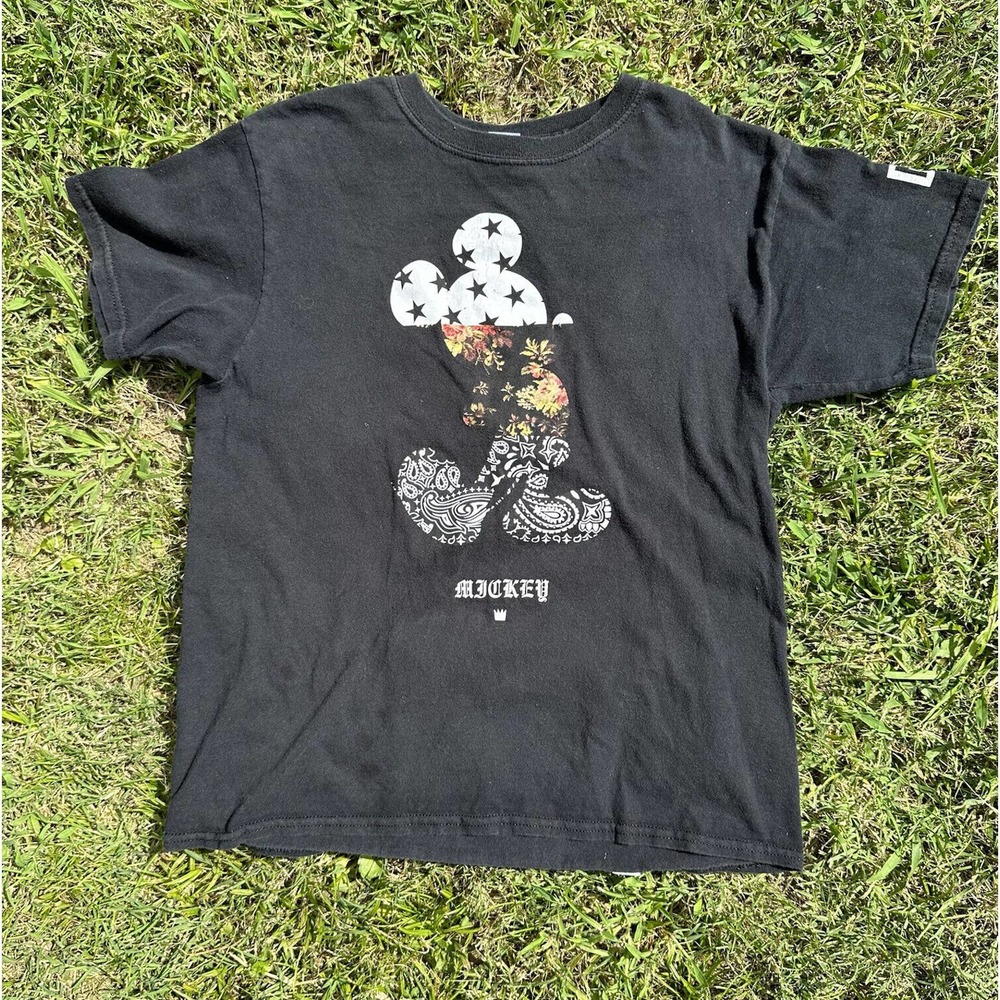 Neff Disney Mens Shirt Size Large Mickey Mouse Graphic Black Short‎ Sleeve